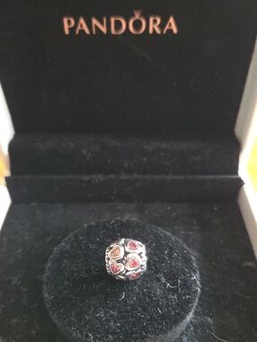 Pandora Love All Around Silver Charm with Pink Hearts
